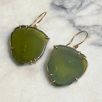 Green Tourmaline Slice Earrings